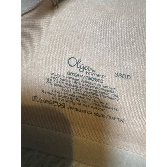 Olga By Warners Womens Underwire Bra 38DD Beige Nylon/Spandex Blend Adjustable S - Picture 5 of 6
